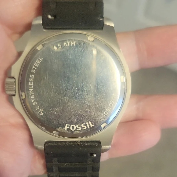 Mens Fossil Black and Silver large face stainless Watch - Picture 3 of 4